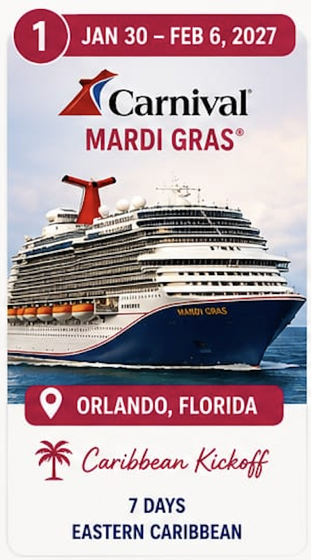 Trip 1 — Carnival Mardi Gras